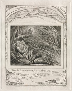Het boek Job: Pl. 13, Toen antwoordde de Heer Job uit de wervelwind, 1825 door William Blake