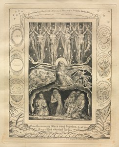 Het Boek van Job: Pl. 14, Toen de morgensterren samen zongen en alle zonen van God juichten van vreugde door William Blake