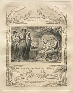Het Boek van Job: Pl. 19, Iedereen gaf hem ook een stuk geld door William Blake