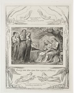 Het Boek van Job: Pl. 19, Iedereen gaf hem ook een stuk geld door William Blake