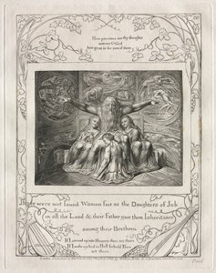 Het boek Job: Pl. 20, Er waren geen vrouwen zo mooi als de dochters van Job, 1825 door William Blake