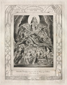 Het boek Job: Pl. 2, Toen de Almachtige nog bij mij was, Toen mijn kinderen..., 1825 door William Blake