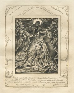 Het Boek van Job: Pl. 3, Uw zonen en dochters aten en dronken wijn in het huis van hun oudste broer door William Blake