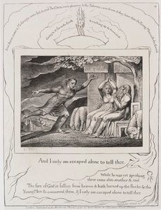 Het Boek van Job: Pl. 4, en ik ben alleen ontsnapt om het u te vertellen door William Blake