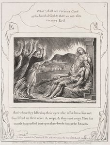 Het Boek van Job: Pl. 7, En toen ze hun ogen opsloegen door William Blake