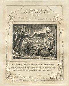 Het Boek van Job: Pl. 7, En toen ze hun ogen van verre opsloegen en hem niet herkenden... door William Blake