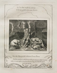 Het Boek Job: Pl. 8, Laat de Dag vergaan waarop ik werd Geboren door William Blake