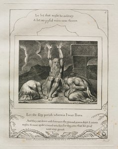 Het boek Job: Pl. 8, Laat de dag vergaan waarop ik geboren ben, 1825 door William Blake