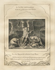 Het Boek van Job: Plaat 8, Laat de Dag vergaan waarop ik Geboren werd, 1825 door William Blake