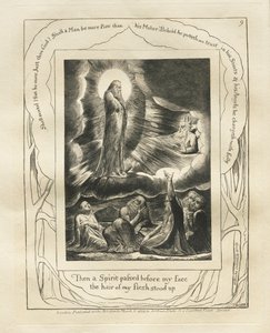 Het Boek van Job: Pl. 9, Toen een Geest voor mijn gezicht voorbijging, stond het haar van mijn vlees overeind, 1825 door William Blake