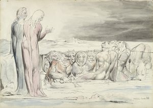 De Cirkel van Verraders: Alberti Broers, illustratie bij de Goddelijke Komedie van Dante Alighieri, 1824-27 door William Blake