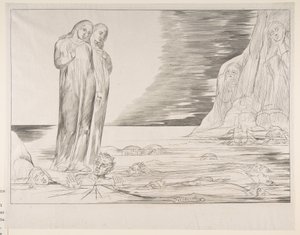 De Cirkel van Verraders: Dantes Voet die Bocca degli Abbate Slaat, uit Dantes Inferno door William Blake