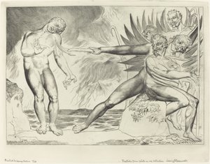 De Cirkel van de Corrupte Ambtenaren, de Duivels die Ciampolo Martelen door William Blake