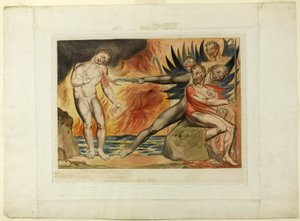 De cirkel van corrupte ambtenaren; de duivels die Ciampolo kwellen. Inferno, canto XXII door William Blake