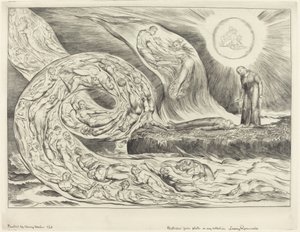 De kring van de wellustigen: Paolo en Francesca door William Blake