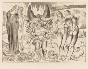 De Cirkel van de Dieven; Agnolo Brunelleschi Aangevallen door een Zesvoetige Slang door William Blake