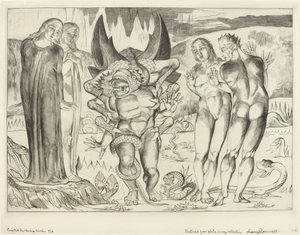 De Cirkel van de Dieven; Agnolo Brunelleschi Aangevallen door een Zesvoetige Slang door William Blake