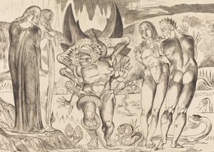 De Cirkel van de Dieven, Agnolo Brunelleschi Aangevallen door een Zesvoetige Slang door William Blake