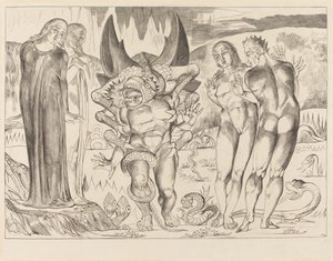 De Cirkel van de Dieven, Agnolo Brunelleschi Aangevallen door een Zesvoetige Slang door William Blake