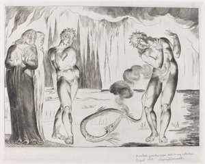 De Cirkel van de Dieven; Buoso Donati Aangevallen door de Slang door William Blake