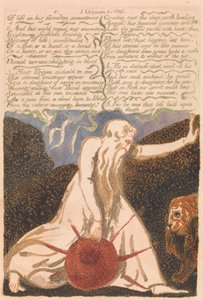 Het eerste boek van Urizen, plaat 20, "Van het leven verlaten bergen..." (Bentley 23) door William Blake