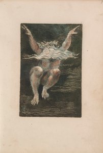 Het Eerste Boek van Urizen, pl.7 (Een naakte man met een zwevende witte baard die lijkt te stijgen in diep water) door William Blake