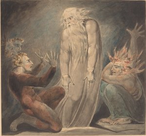 De Geest van Samuel Verschijnt aan Saul door William Blake