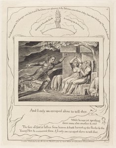 De boodschappers vertellen Job over zijn tegenslagen door William Blake
