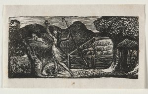 De Pastoralen van Vergilius, Ecloge I: De herder verjaagt een wolf door William Blake