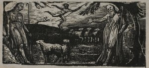 Thenot berispt Colinet, Lightfoot op de achtergrond, uit De Pastoralen van Vergilius door William Blake