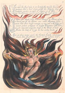 „Zo weende de stem van de Engel en terwijl hij weende, de verschrikkelijke windstoten...“ (Plaat 12) door William Blake