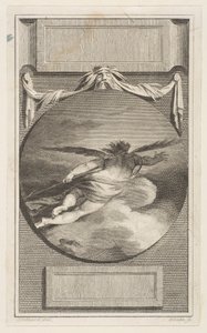 Gevleugeld figuur vliegend door wolken, ca. 1780-87