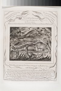 Met Dromen Op Mijn Bed Schrik Je Mij (gravure op india papier chine collé) door William Blake