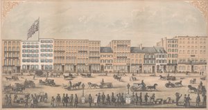 Uitzicht op Park Place, New York, van Broadway naar Church Street, Noordzijde, A.D. 1854 door William Boell