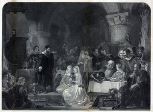 John Knox geeft de eerste protestantse communie, pub. 1849