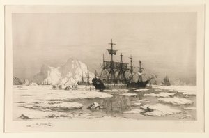 Zeehondenjagers in het Noordpoolgebied, naar het schilderij: Onder de IJsvelden, 1875