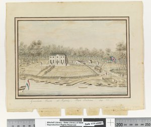 Gouverneurshuis in Sydney, Port Jackson 1791