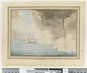 Waterhozen voor de Kust van Java nabij Batavaia. 24 Sepr 1791. Waakzamheydt door William Bradley