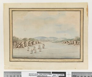 Botany Bay. Sirius & Konvooi gaan binnen: Supply & Agents Divisie in de Baai. 21 Janry 1788