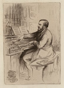 Sir Herbert Oakeley, Professor van Muziek (gravure) door William Brassey (after) Hole
