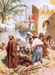 Een verlamde man wordt door het dak neergelaten door William Brassey Hole