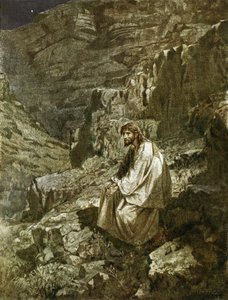 Veertig dagen in de wildernis, verleid door Satan
