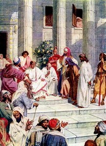 Jezus wordt naar Pontius Pilatus gebracht door William Brassey Hole