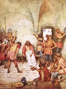 Jezus bespot door Romeinse soldaten door William Brassey Hole