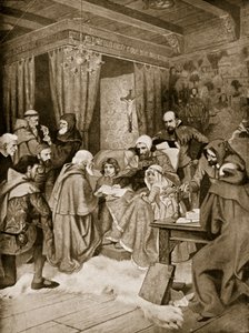 Robert Bruce verleent een Charter, 1329, illustratie uit 