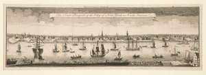 Het zuidelijke uitzicht op de stad New York in Noord-Amerika