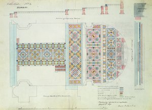 Ontwerp voor een trottoir, kathedraal van Bombay, India door William Butterfield