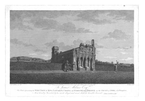 Westelijke aanblik van King Edwards kapel op Wakefield Bridge in het graafschap York door William Byrne