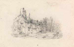 Boerderij met kerk in de verte