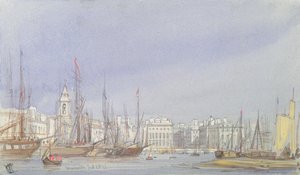 Marseille, Schepen in de Binnenhaven, 28 juli 1836 door William Callow